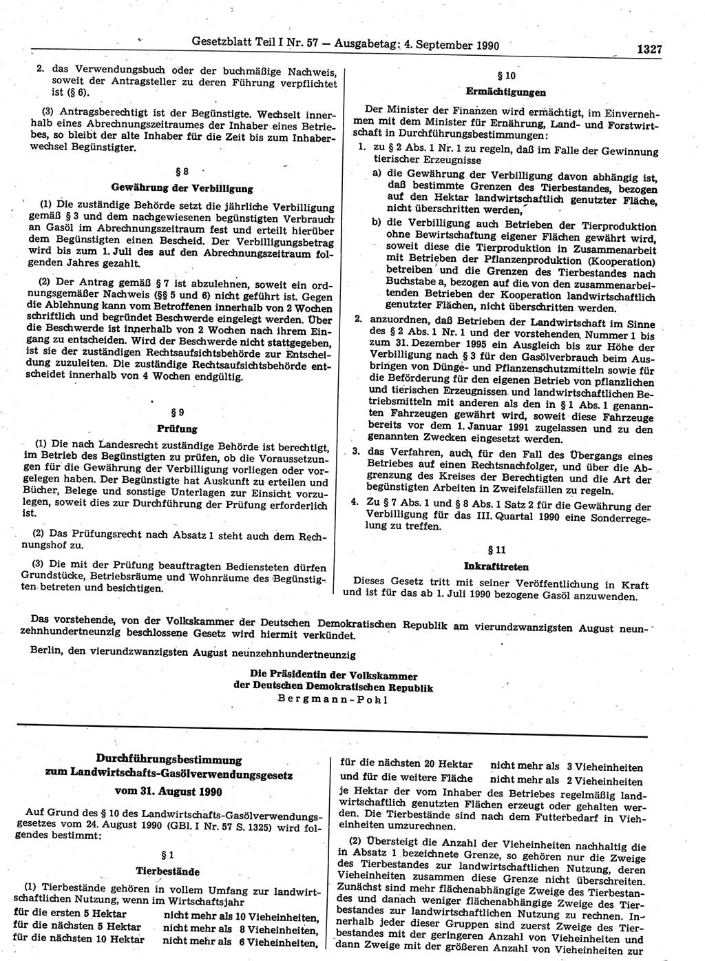 Gesetzblatt (GBl.) der Deutschen Demokratischen Republik (DDR) Teil Ⅰ 1990, Seite 1327 (GBl. DDR Ⅰ 1990, S. 1327)