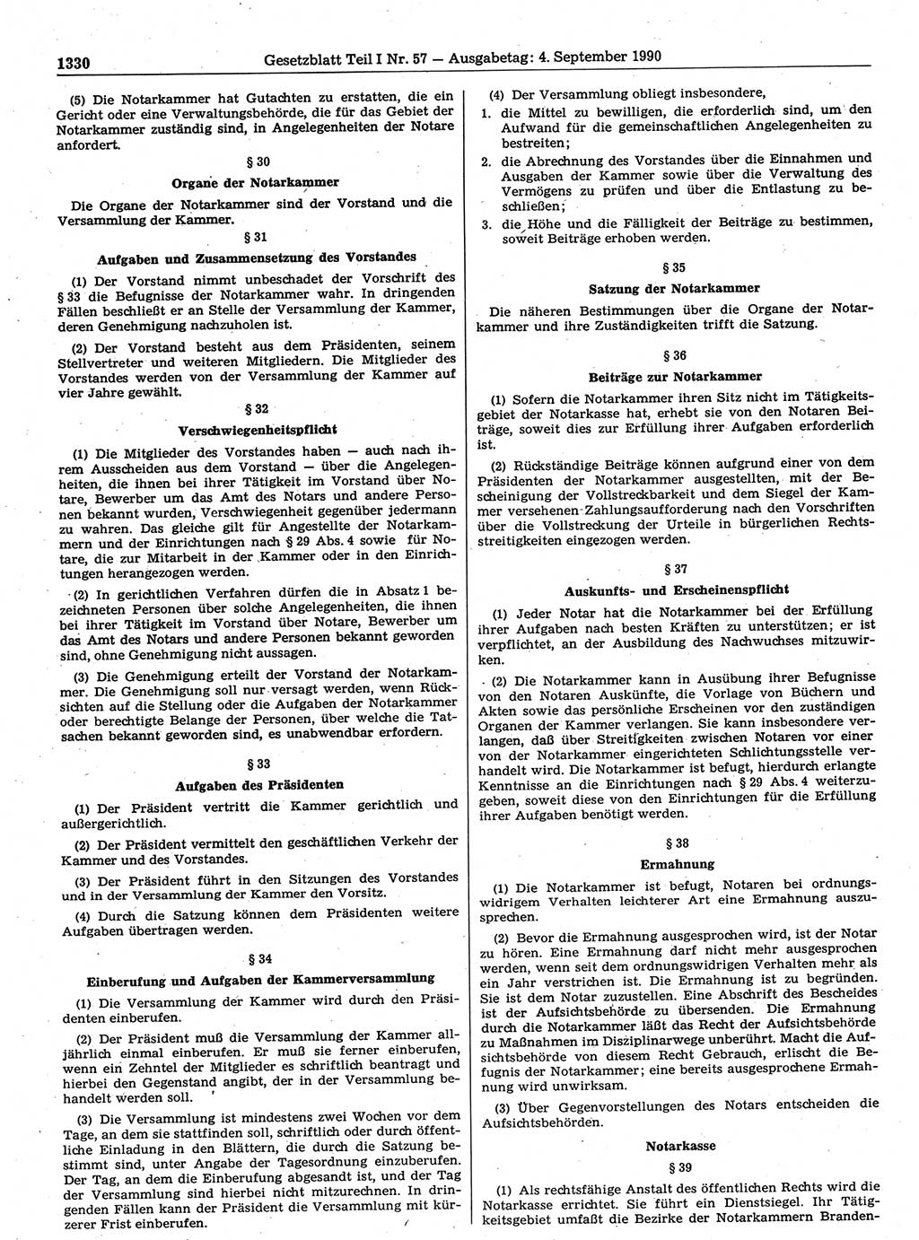 Gesetzblatt (GBl.) der Deutschen Demokratischen Republik (DDR) Teil Ⅰ 1990, Seite 1330 (GBl. DDR Ⅰ 1990, S. 1330)