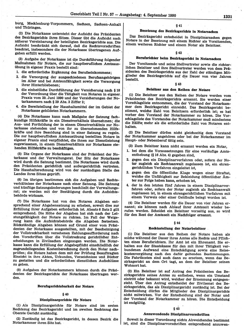 Gesetzblatt (GBl.) der Deutschen Demokratischen Republik (DDR) Teil Ⅰ 1990, Seite 1331 (GBl. DDR Ⅰ 1990, S. 1331)