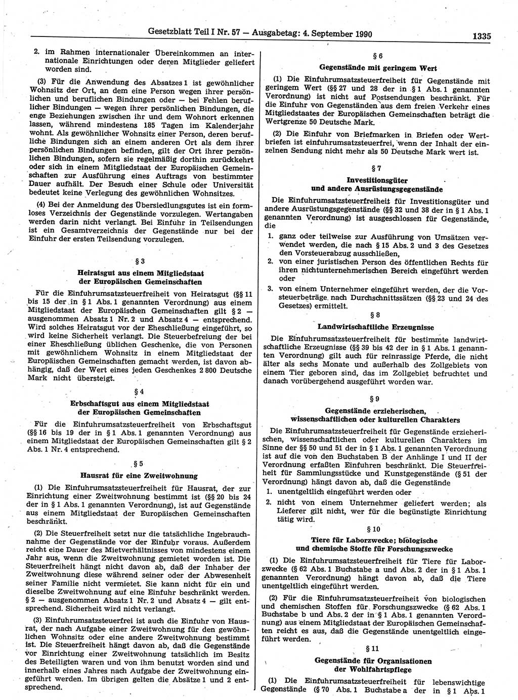 Gesetzblatt (GBl.) der Deutschen Demokratischen Republik (DDR) Teil Ⅰ 1990, Seite 1335 (GBl. DDR Ⅰ 1990, S. 1335)