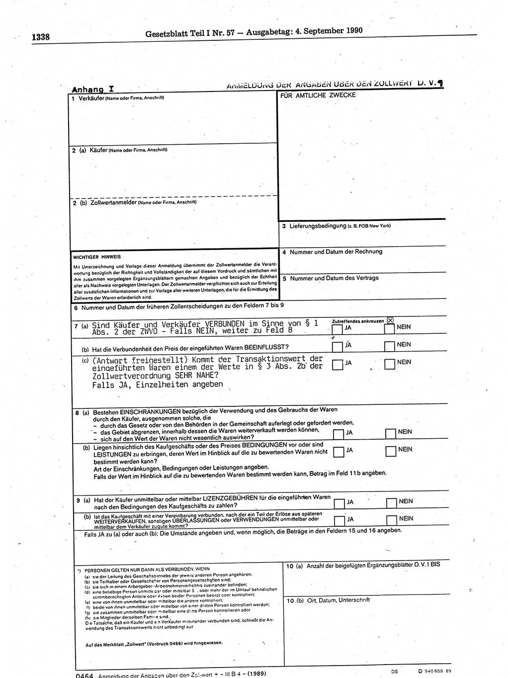 Gesetzblatt (GBl.) der Deutschen Demokratischen Republik (DDR) Teil Ⅰ 1990, Seite 1338 (GBl. DDR Ⅰ 1990, S. 1338)