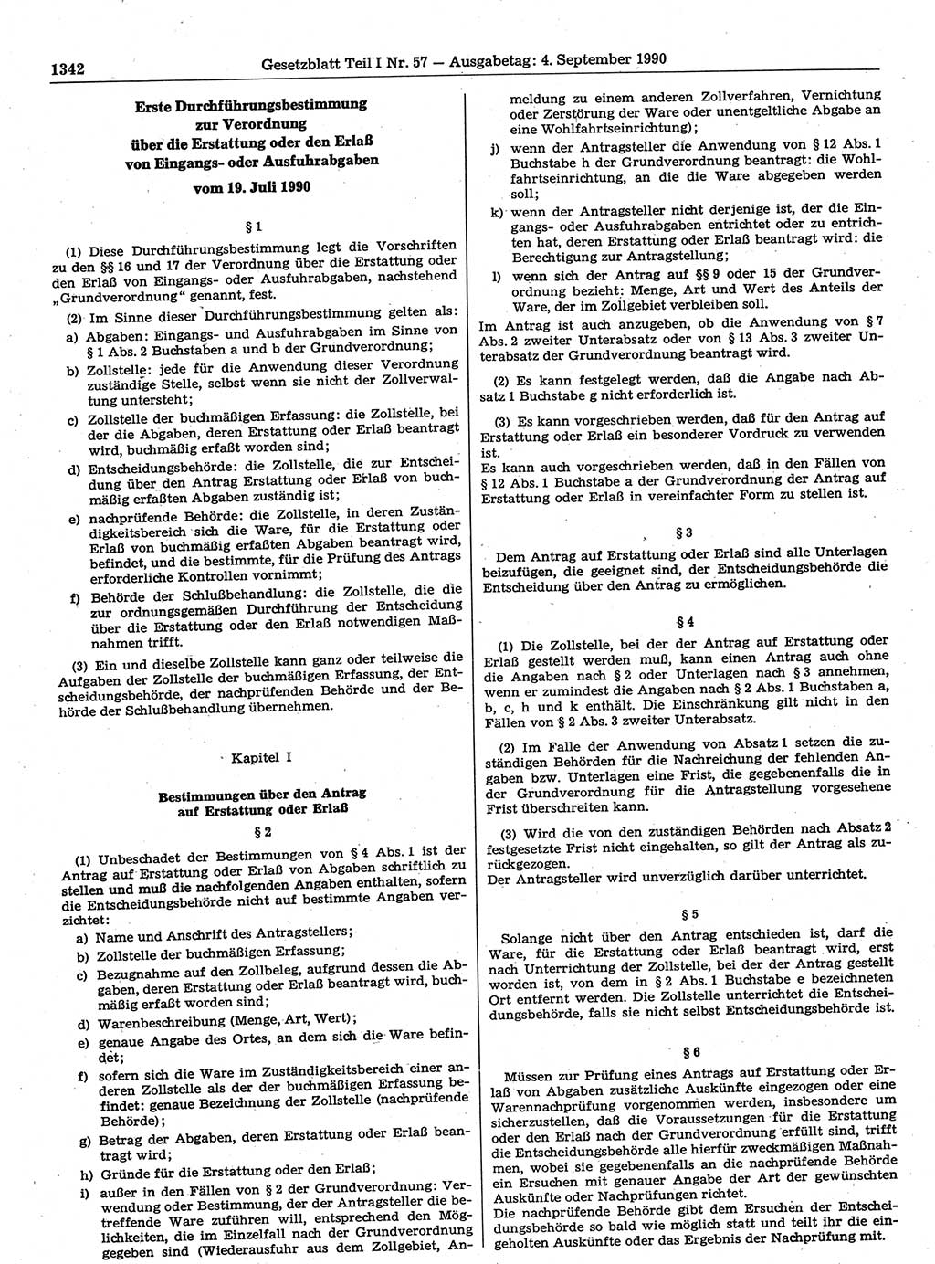 Gesetzblatt (GBl.) der Deutschen Demokratischen Republik (DDR) Teil Ⅰ 1990, Seite 1342 (GBl. DDR Ⅰ 1990, S. 1342)