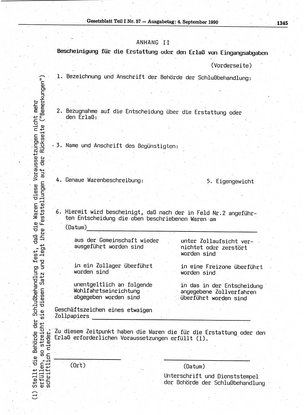Gesetzblatt (GBl.) der Deutschen Demokratischen Republik (DDR) Teil Ⅰ 1990, Seite 1345 (GBl. DDR Ⅰ 1990, S. 1345)
