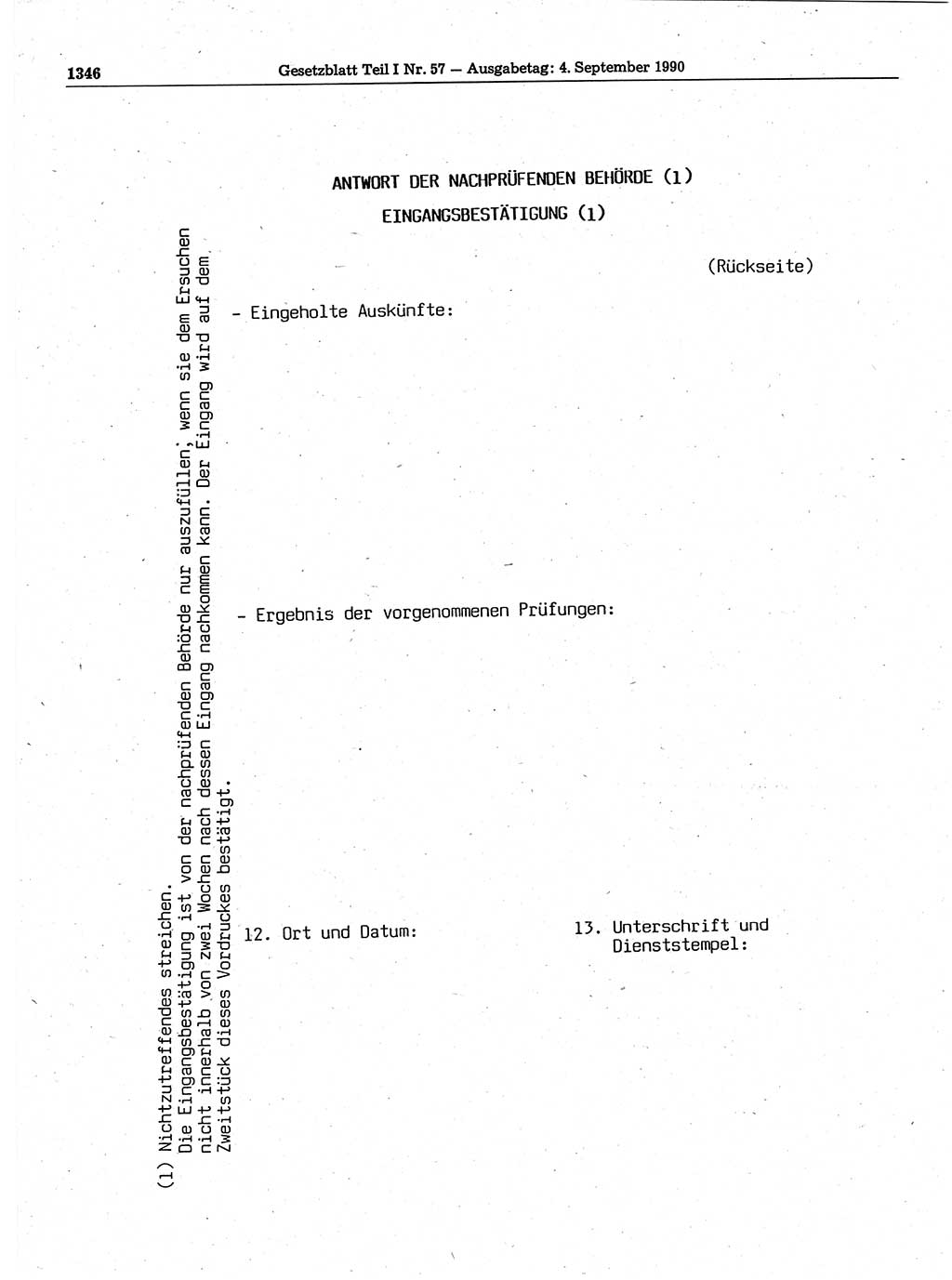 Gesetzblatt (GBl.) der Deutschen Demokratischen Republik (DDR) Teil Ⅰ 1990, Seite 1346 (GBl. DDR Ⅰ 1990, S. 1346)