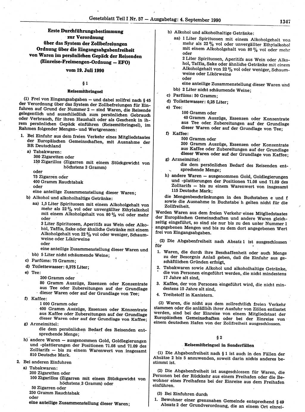 Gesetzblatt (GBl.) der Deutschen Demokratischen Republik (DDR) Teil Ⅰ 1990, Seite 1347 (GBl. DDR Ⅰ 1990, S. 1347)