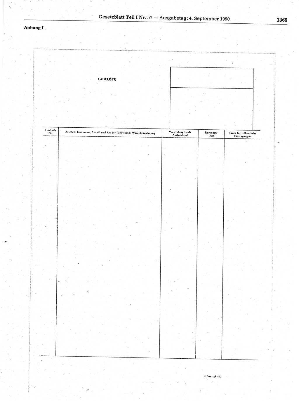 Gesetzblatt (GBl.) der Deutschen Demokratischen Republik (DDR) Teil Ⅰ 1990, Seite 1365 (GBl. DDR Ⅰ 1990, S. 1365)