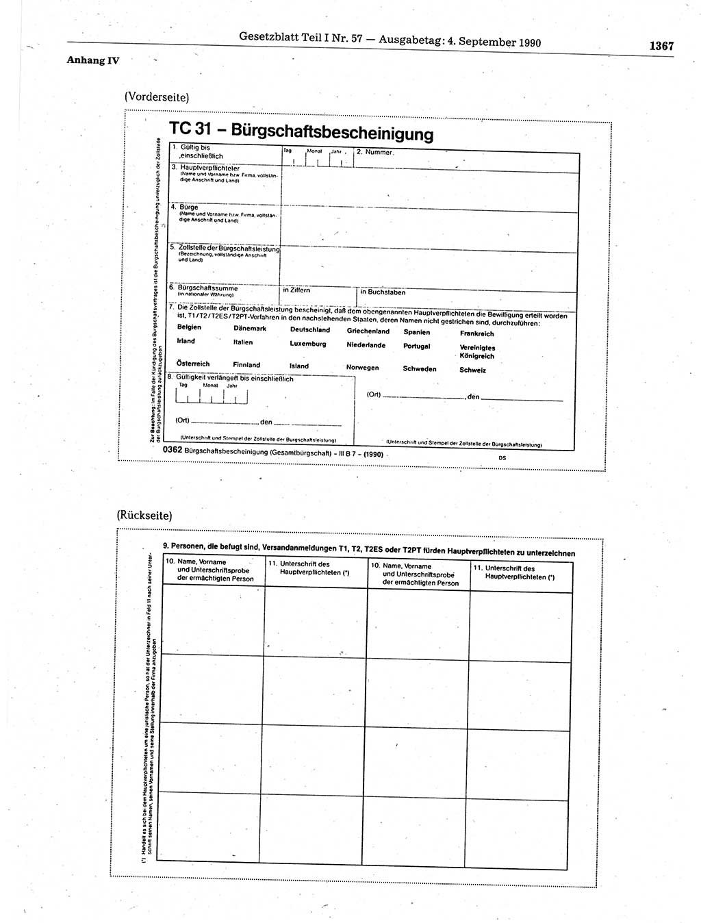 Gesetzblatt (GBl.) der Deutschen Demokratischen Republik (DDR) Teil Ⅰ 1990, Seite 1367 (GBl. DDR Ⅰ 1990, S. 1367)