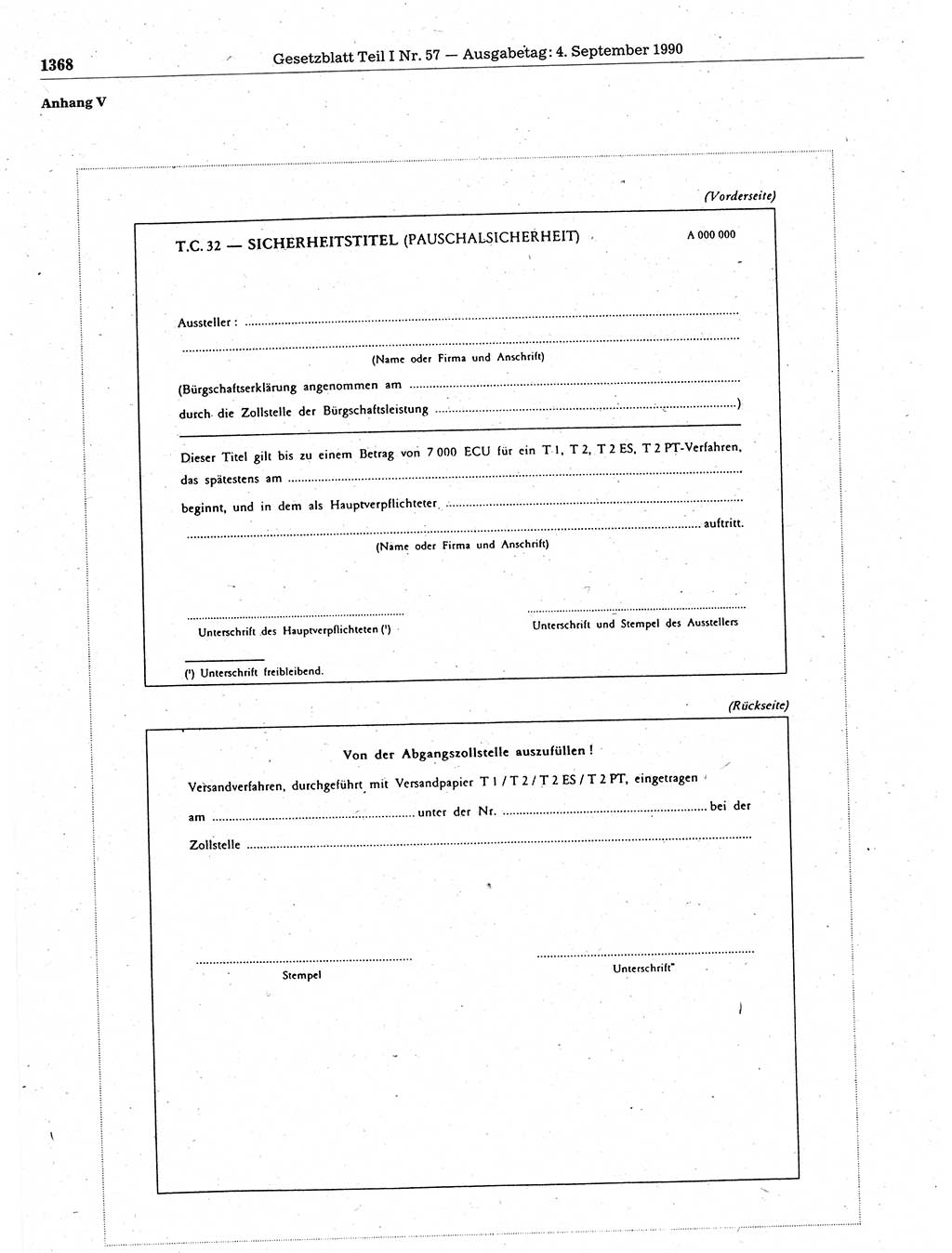 Gesetzblatt (GBl.) der Deutschen Demokratischen Republik (DDR) Teil Ⅰ 1990, Seite 1368 (GBl. DDR Ⅰ 1990, S. 1368)