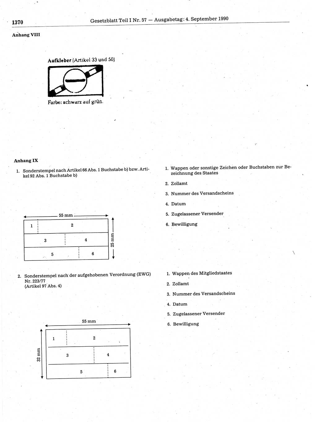 Gesetzblatt (GBl.) der Deutschen Demokratischen Republik (DDR) Teil Ⅰ 1990, Seite 1370 (GBl. DDR Ⅰ 1990, S. 1370)