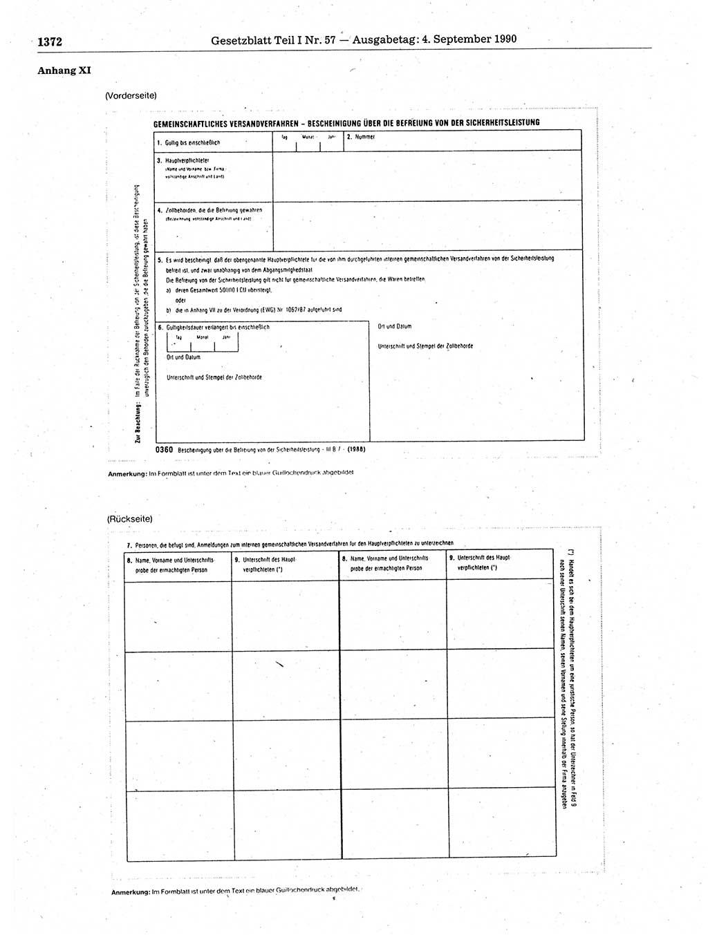 Gesetzblatt (GBl.) der Deutschen Demokratischen Republik (DDR) Teil Ⅰ 1990, Seite 1372 (GBl. DDR Ⅰ 1990, S. 1372)