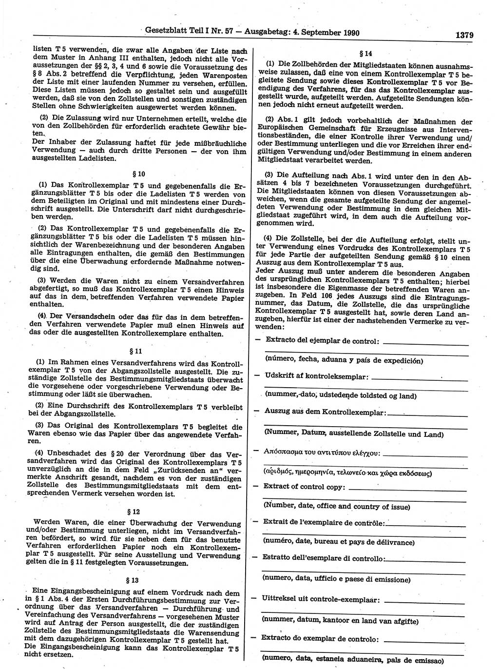 Gesetzblatt (GBl.) der Deutschen Demokratischen Republik (DDR) Teil Ⅰ 1990, Seite 1379 (GBl. DDR Ⅰ 1990, S. 1379)