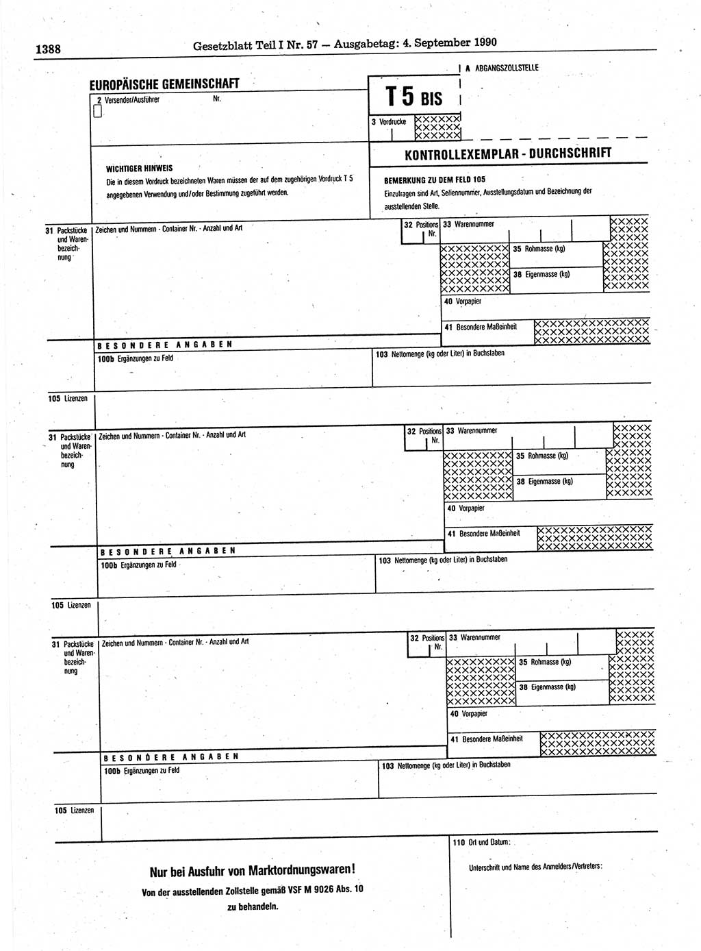 Gesetzblatt (GBl.) der Deutschen Demokratischen Republik (DDR) Teil Ⅰ 1990, Seite 1388 (GBl. DDR Ⅰ 1990, S. 1388)