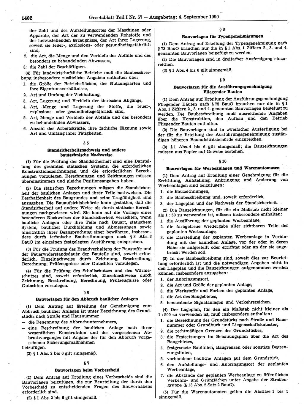 Gesetzblatt (GBl.) der Deutschen Demokratischen Republik (DDR) Teil Ⅰ 1990, Seite 1402 (GBl. DDR Ⅰ 1990, S. 1402)