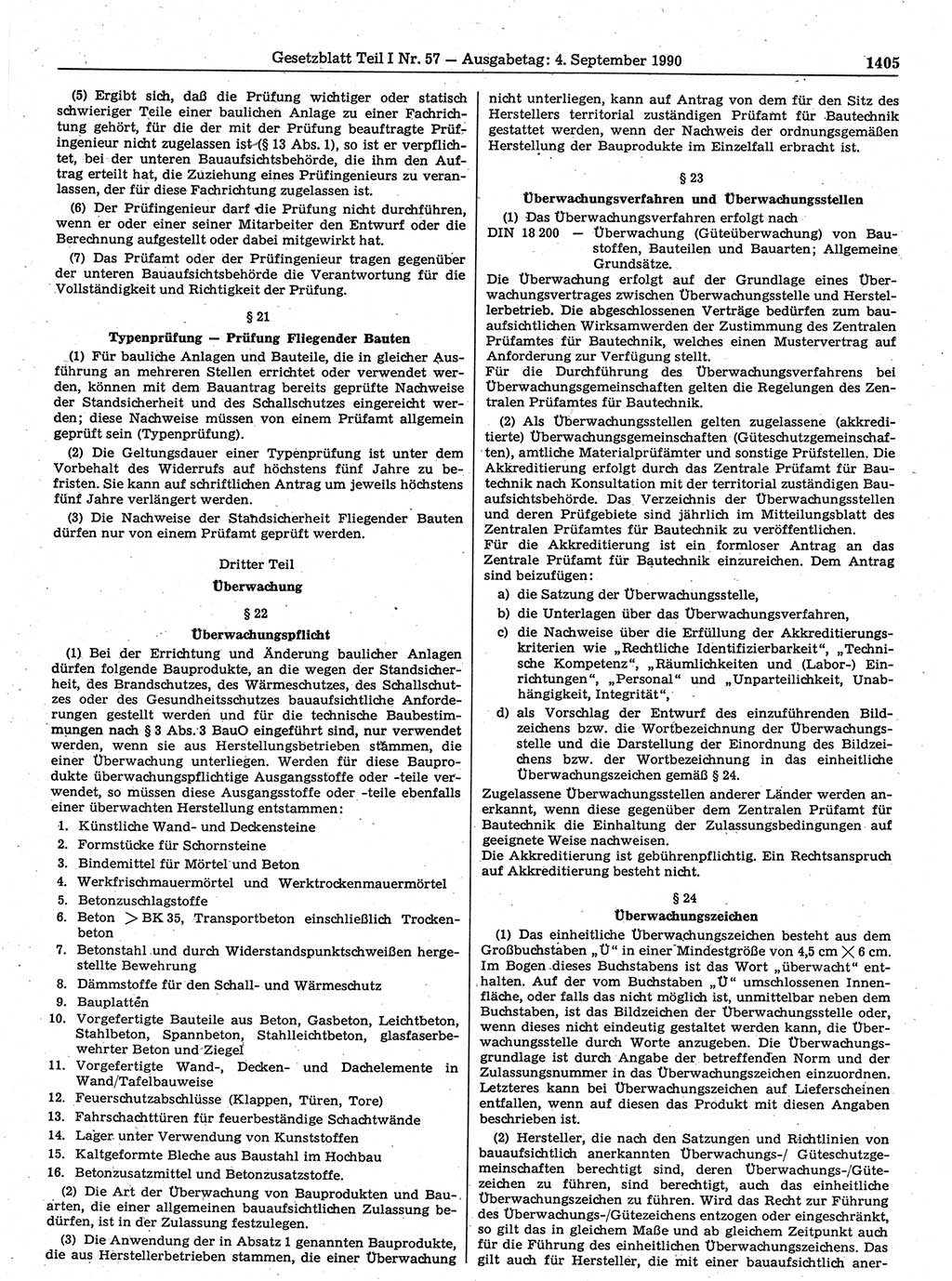 Gesetzblatt (GBl.) der Deutschen Demokratischen Republik (DDR) Teil Ⅰ 1990, Seite 1405 (GBl. DDR Ⅰ 1990, S. 1405)