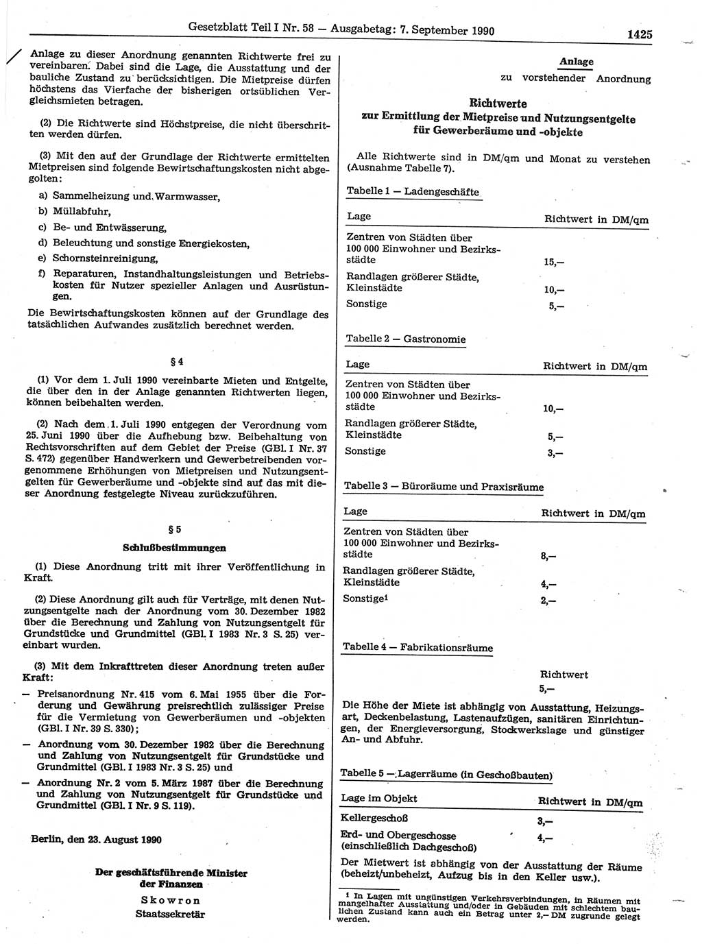 Gesetzblatt (GBl.) der Deutschen Demokratischen Republik (DDR) Teil Ⅰ 1990, Seite 1425 (GBl. DDR Ⅰ 1990, S. 1425)