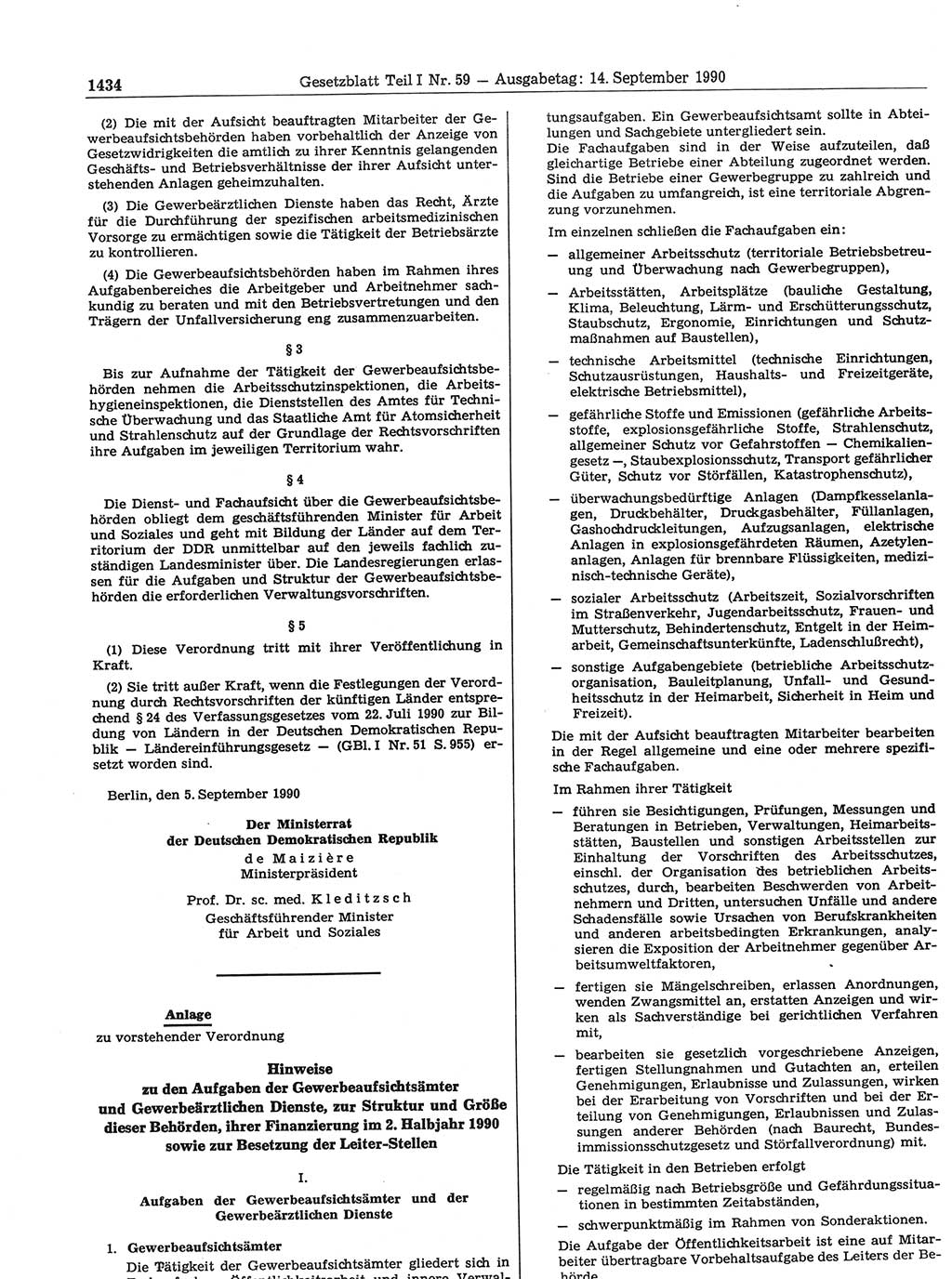 Gesetzblatt (GBl.) der Deutschen Demokratischen Republik (DDR) Teil Ⅰ 1990, Seite 1434 (GBl. DDR Ⅰ 1990, S. 1434)