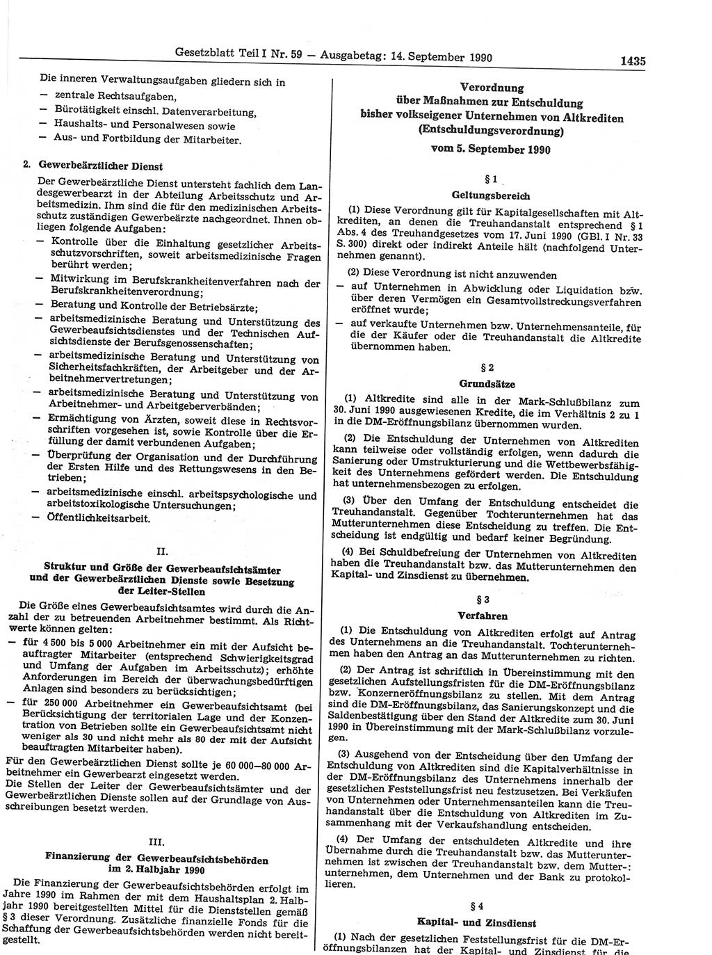 Gesetzblatt (GBl.) der Deutschen Demokratischen Republik (DDR) Teil Ⅰ 1990, Seite 1435 (GBl. DDR Ⅰ 1990, S. 1435)