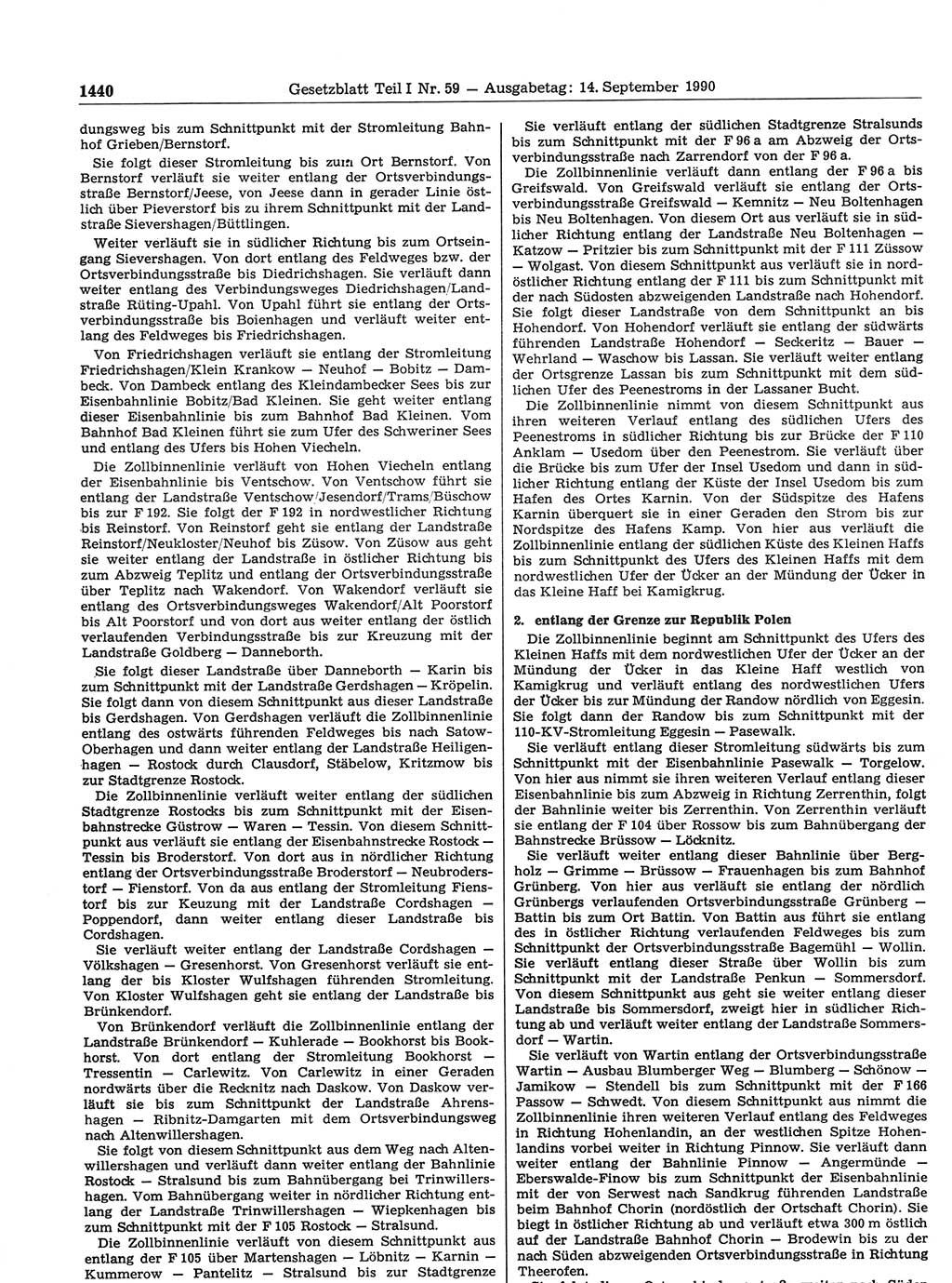 Gesetzblatt (GBl.) der Deutschen Demokratischen Republik (DDR) Teil Ⅰ 1990, Seite 1440 (GBl. DDR Ⅰ 1990, S. 1440)