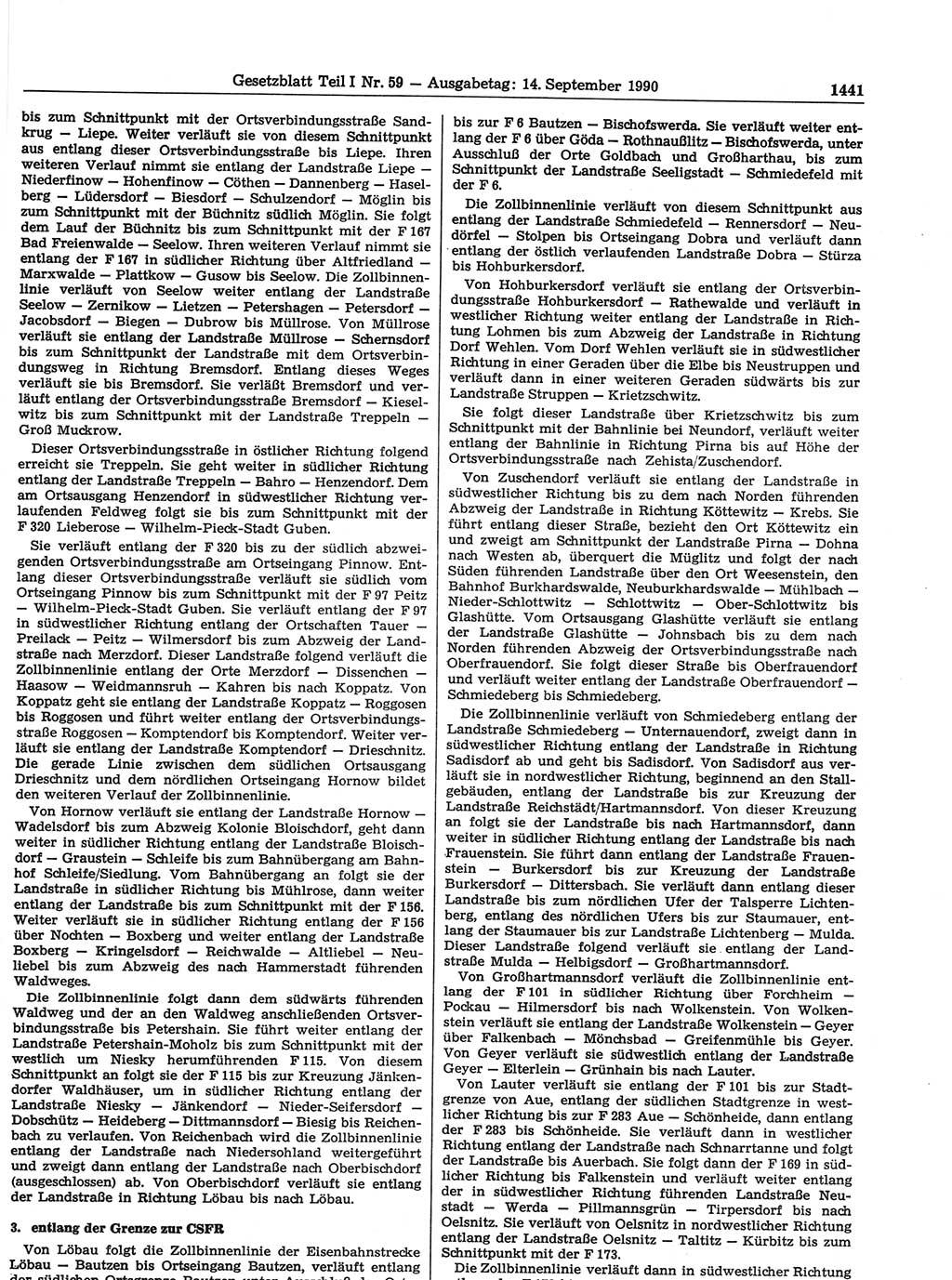 Gesetzblatt (GBl.) der Deutschen Demokratischen Republik (DDR) Teil Ⅰ 1990, Seite 1441 (GBl. DDR Ⅰ 1990, S. 1441)