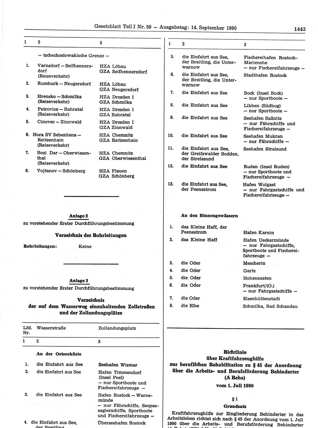 Gesetzblatt (GBl.) der Deutschen Demokratischen Republik (DDR) Teil Ⅰ 1990, Seite 1443 (GBl. DDR Ⅰ 1990, S. 1443)