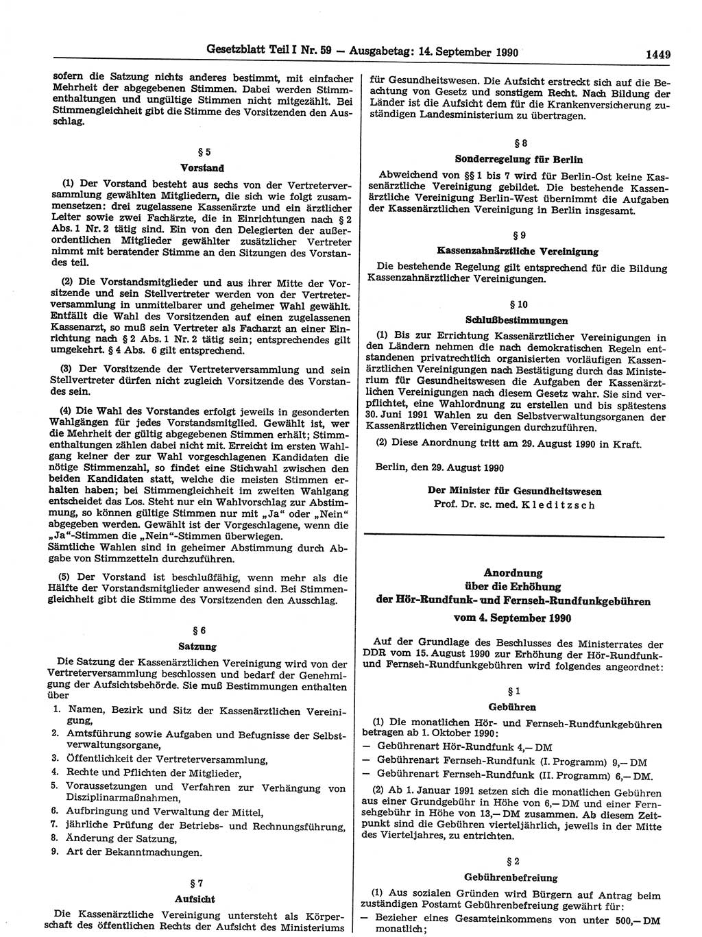 Gesetzblatt (GBl.) der Deutschen Demokratischen Republik (DDR) Teil Ⅰ 1990, Seite 1449 (GBl. DDR Ⅰ 1990, S. 1449)