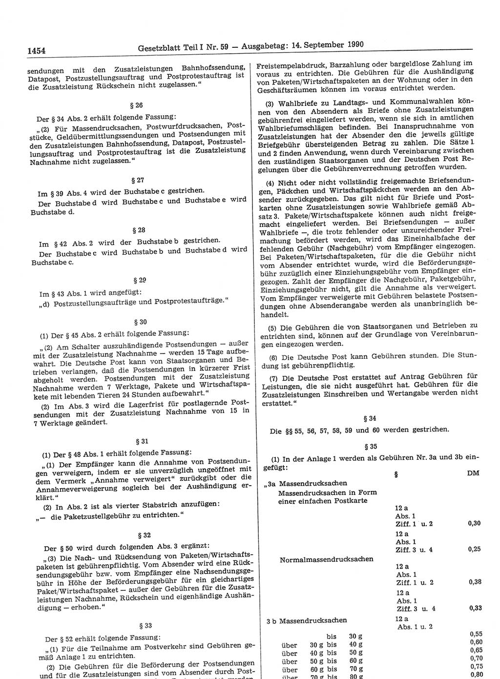 Gesetzblatt (GBl.) der Deutschen Demokratischen Republik (DDR) Teil Ⅰ 1990, Seite 1454 (GBl. DDR Ⅰ 1990, S. 1454)