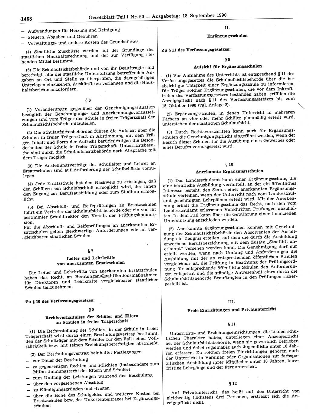 Gesetzblatt (GBl.) der Deutschen Demokratischen Republik (DDR) Teil Ⅰ 1990, Seite 1468 (GBl. DDR Ⅰ 1990, S. 1468)
