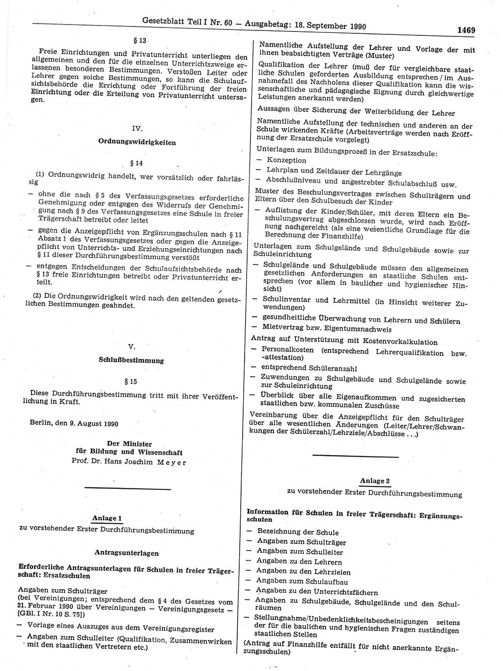 Gesetzblatt (GBl.) der Deutschen Demokratischen Republik (DDR) Teil Ⅰ 1990, Seite 1469 (GBl. DDR Ⅰ 1990, S. 1469)