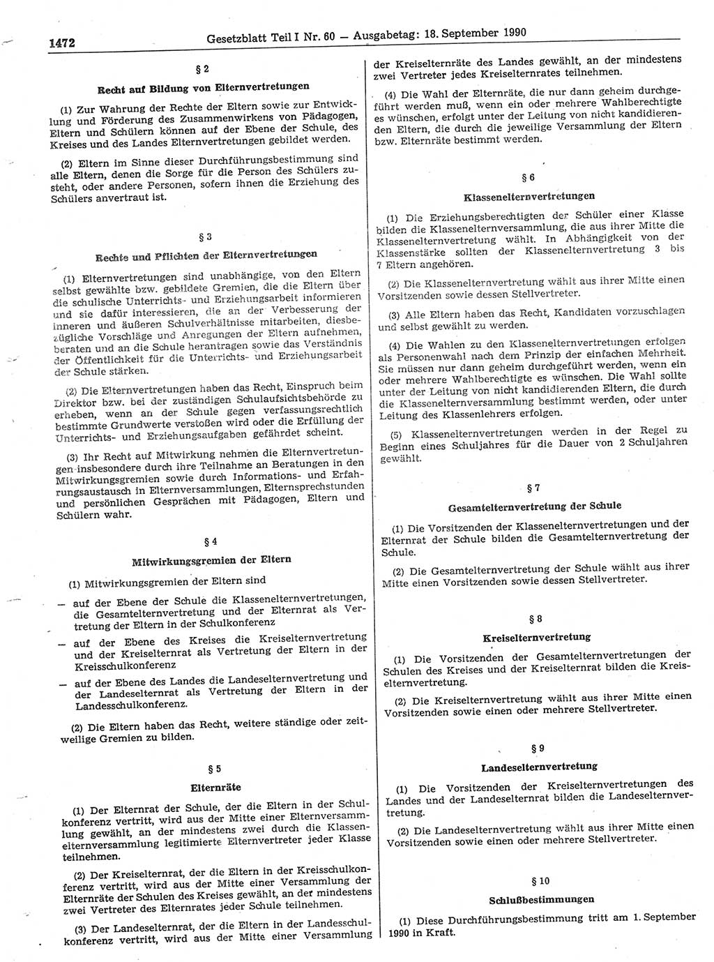 Gesetzblatt (GBl.) der Deutschen Demokratischen Republik (DDR) Teil Ⅰ 1990, Seite 1472 (GBl. DDR Ⅰ 1990, S. 1472)