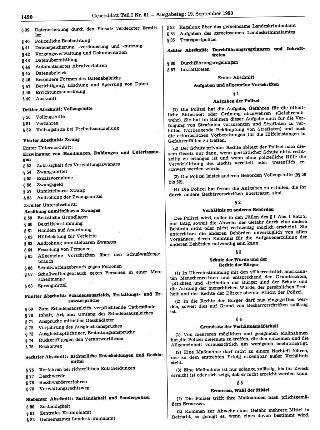 Gesetzblatt (GBl.) der Deutschen Demokratischen Republik (DDR) Teil Ⅰ 1990, Seite 1490 (GBl. DDR Ⅰ 1990, S. 1490)