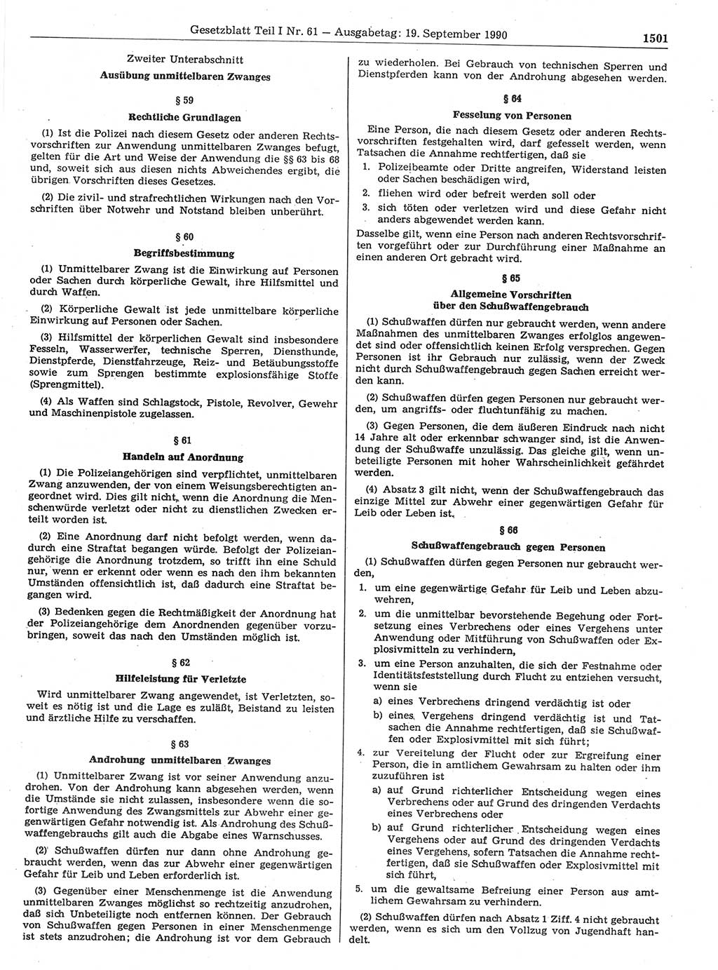 Gesetzblatt (GBl.) der Deutschen Demokratischen Republik (DDR) Teil Ⅰ 1990, Seite 1501 (GBl. DDR Ⅰ 1990, S. 1501)