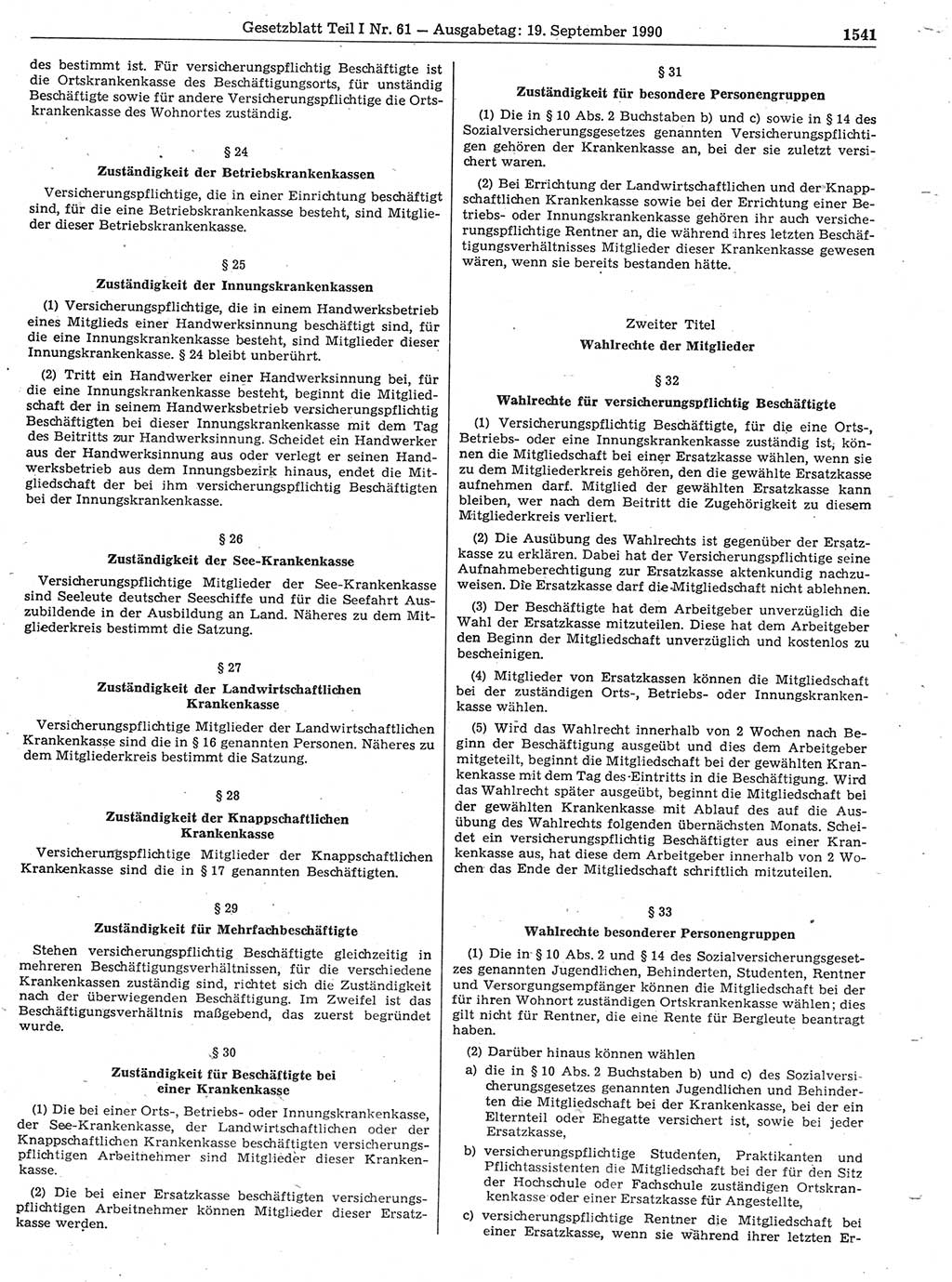 Gesetzblatt (GBl.) der Deutschen Demokratischen Republik (DDR) Teil Ⅰ 1990, Seite 1541 (GBl. DDR Ⅰ 1990, S. 1541)