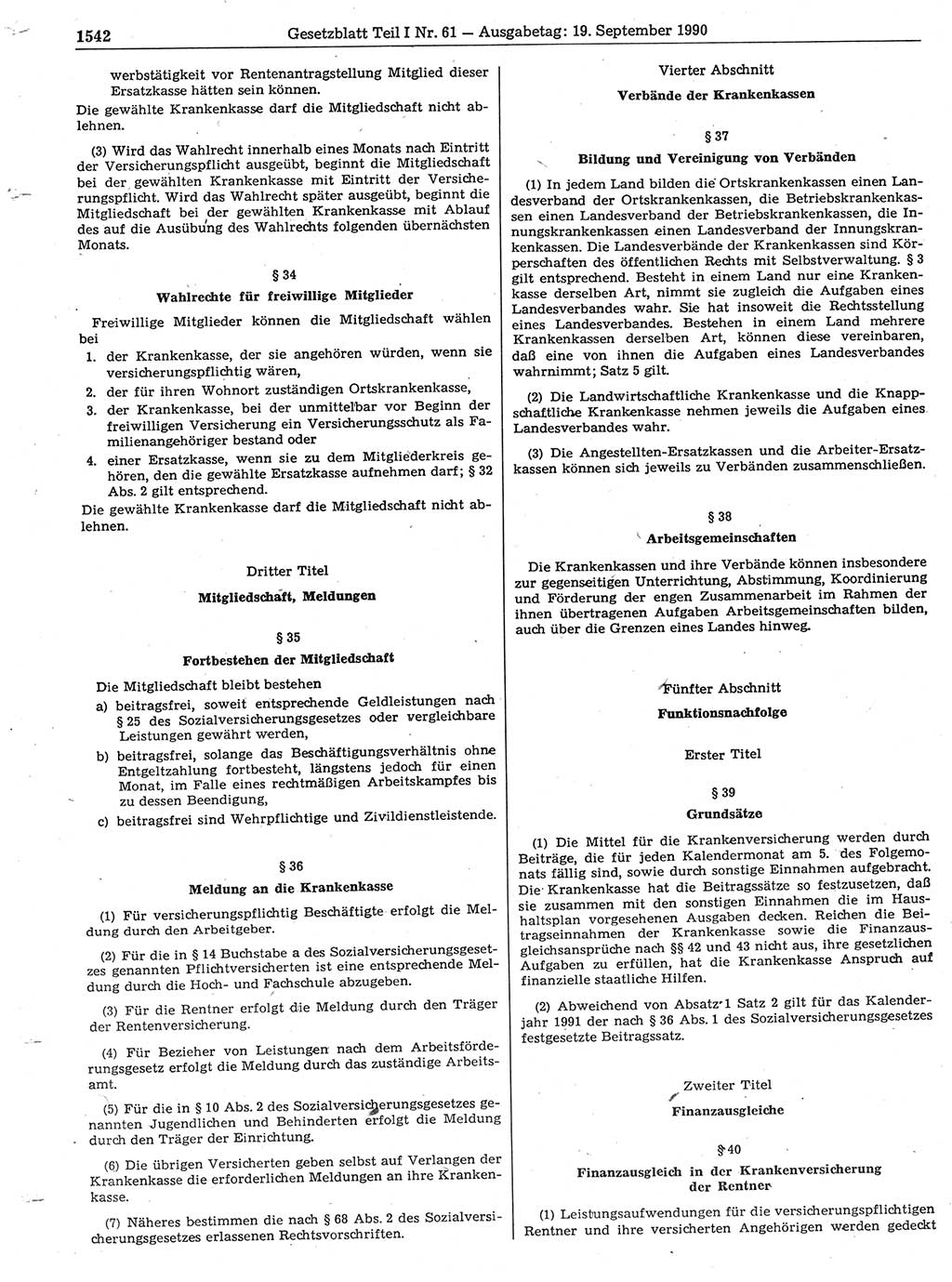 Gesetzblatt (GBl.) der Deutschen Demokratischen Republik (DDR) Teil Ⅰ 1990, Seite 1542 (GBl. DDR Ⅰ 1990, S. 1542)