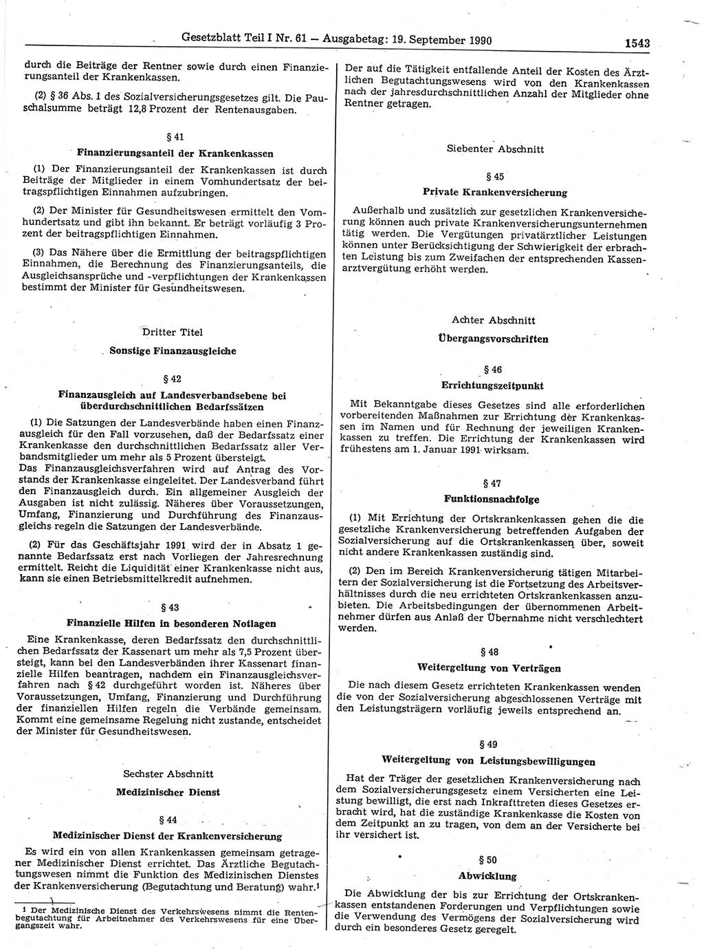 Gesetzblatt (GBl.) der Deutschen Demokratischen Republik (DDR) Teil Ⅰ 1990, Seite 1543 (GBl. DDR Ⅰ 1990, S. 1543)