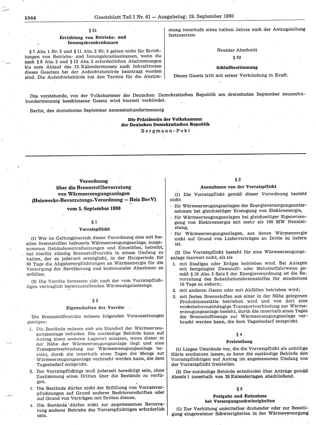 Gesetzblatt (GBl.) der Deutschen Demokratischen Republik (DDR) Teil Ⅰ 1990, Seite 1544 (GBl. DDR Ⅰ 1990, S. 1544)