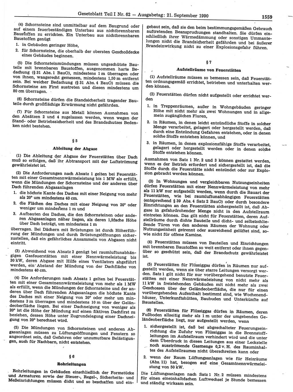Gesetzblatt (GBl.) der Deutschen Demokratischen Republik (DDR) Teil Ⅰ 1990, Seite 1559 (GBl. DDR Ⅰ 1990, S. 1559)