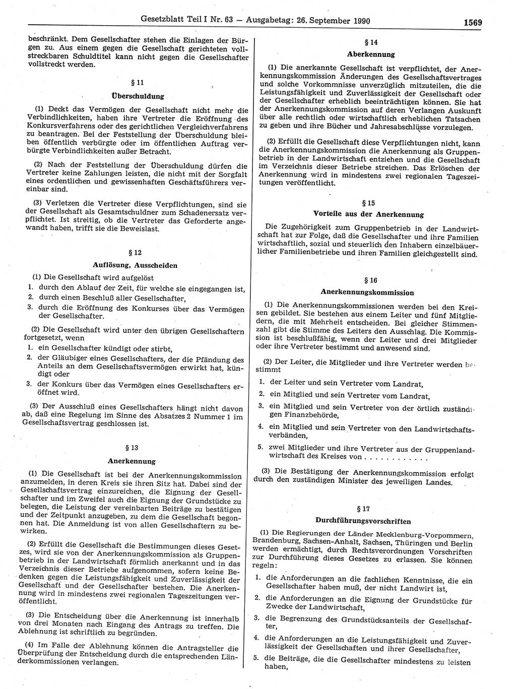 Gesetzblatt (GBl.) der Deutschen Demokratischen Republik (DDR) Teil Ⅰ 1990, Seite 1569 (GBl. DDR Ⅰ 1990, S. 1569)