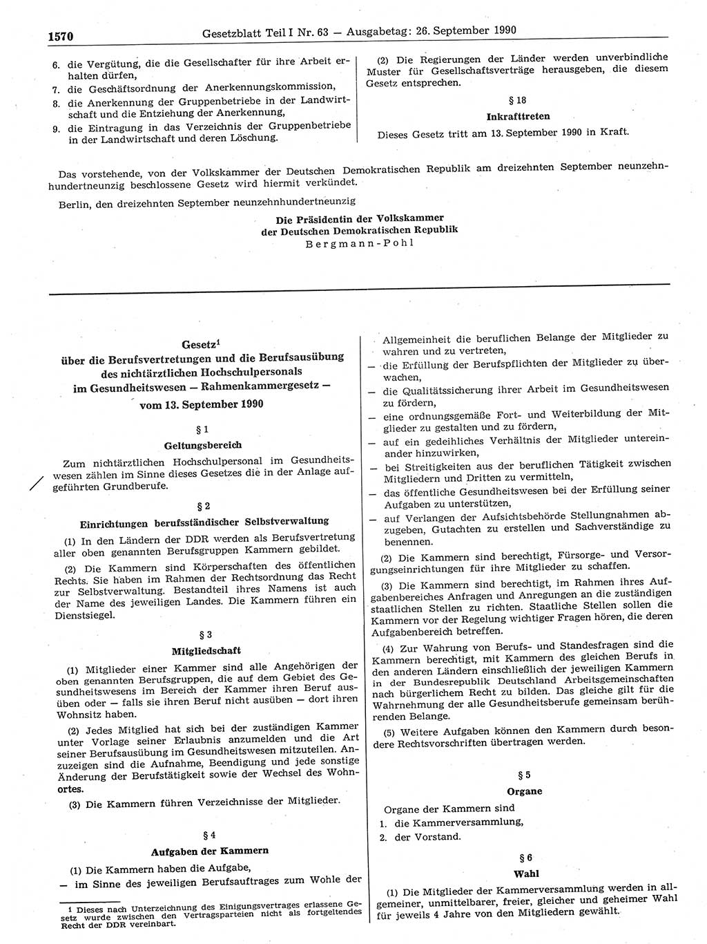 Gesetzblatt (GBl.) der Deutschen Demokratischen Republik (DDR) Teil Ⅰ 1990, Seite 1570 (GBl. DDR Ⅰ 1990, S. 1570)