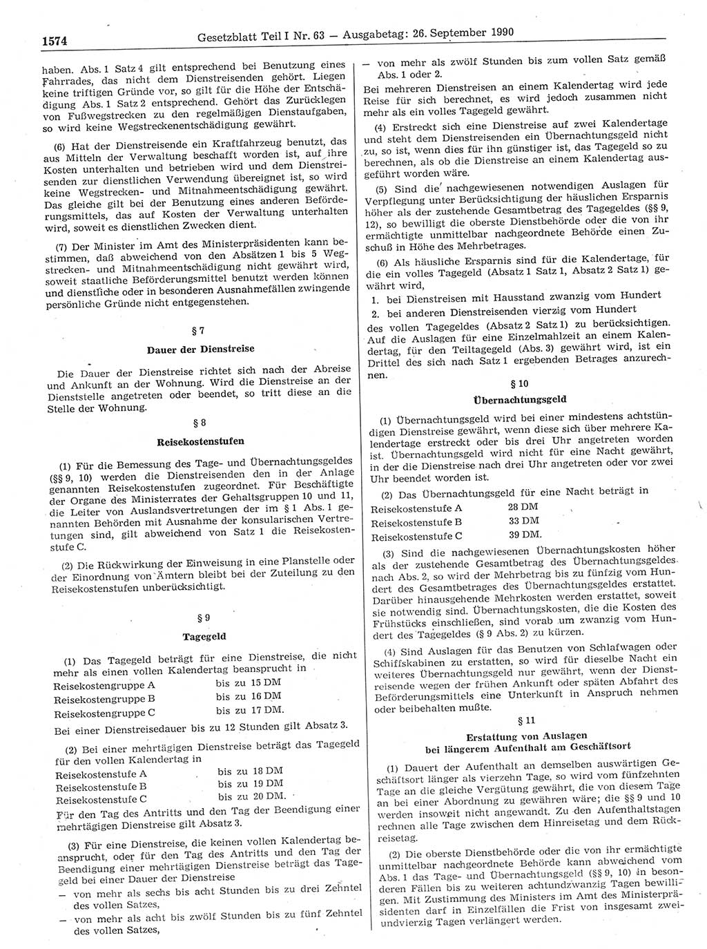 Gesetzblatt (GBl.) der Deutschen Demokratischen Republik (DDR) Teil Ⅰ 1990, Seite 1574 (GBl. DDR Ⅰ 1990, S. 1574)