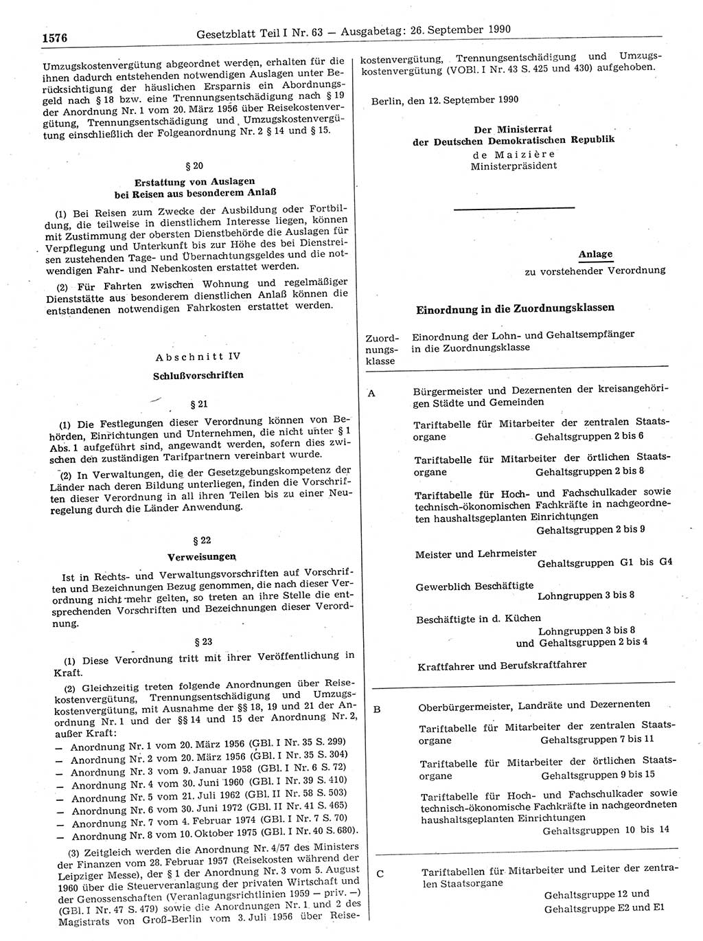 Gesetzblatt (GBl.) der Deutschen Demokratischen Republik (DDR) Teil Ⅰ 1990, Seite 1576 (GBl. DDR Ⅰ 1990, S. 1576)
