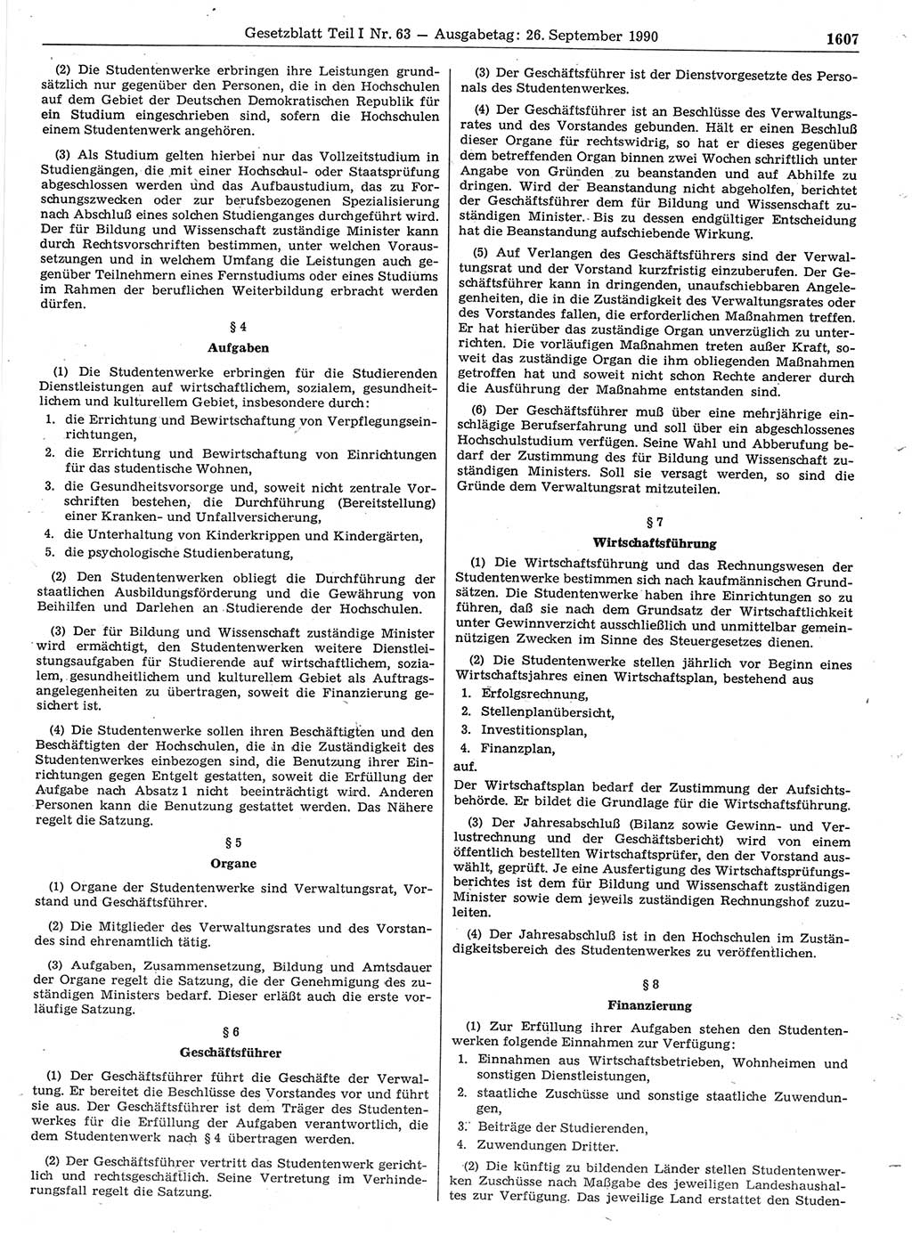 Gesetzblatt (GBl.) der Deutschen Demokratischen Republik (DDR) Teil Ⅰ 1990, Seite 1609 (GBl. DDR Ⅰ 1990, S. 1609)