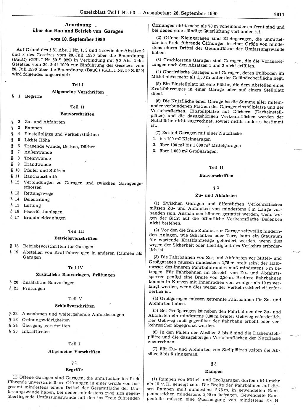 Gesetzblatt (GBl.) der Deutschen Demokratischen Republik (DDR) Teil Ⅰ 1990, Seite 1611 (GBl. DDR Ⅰ 1990, S. 1611)