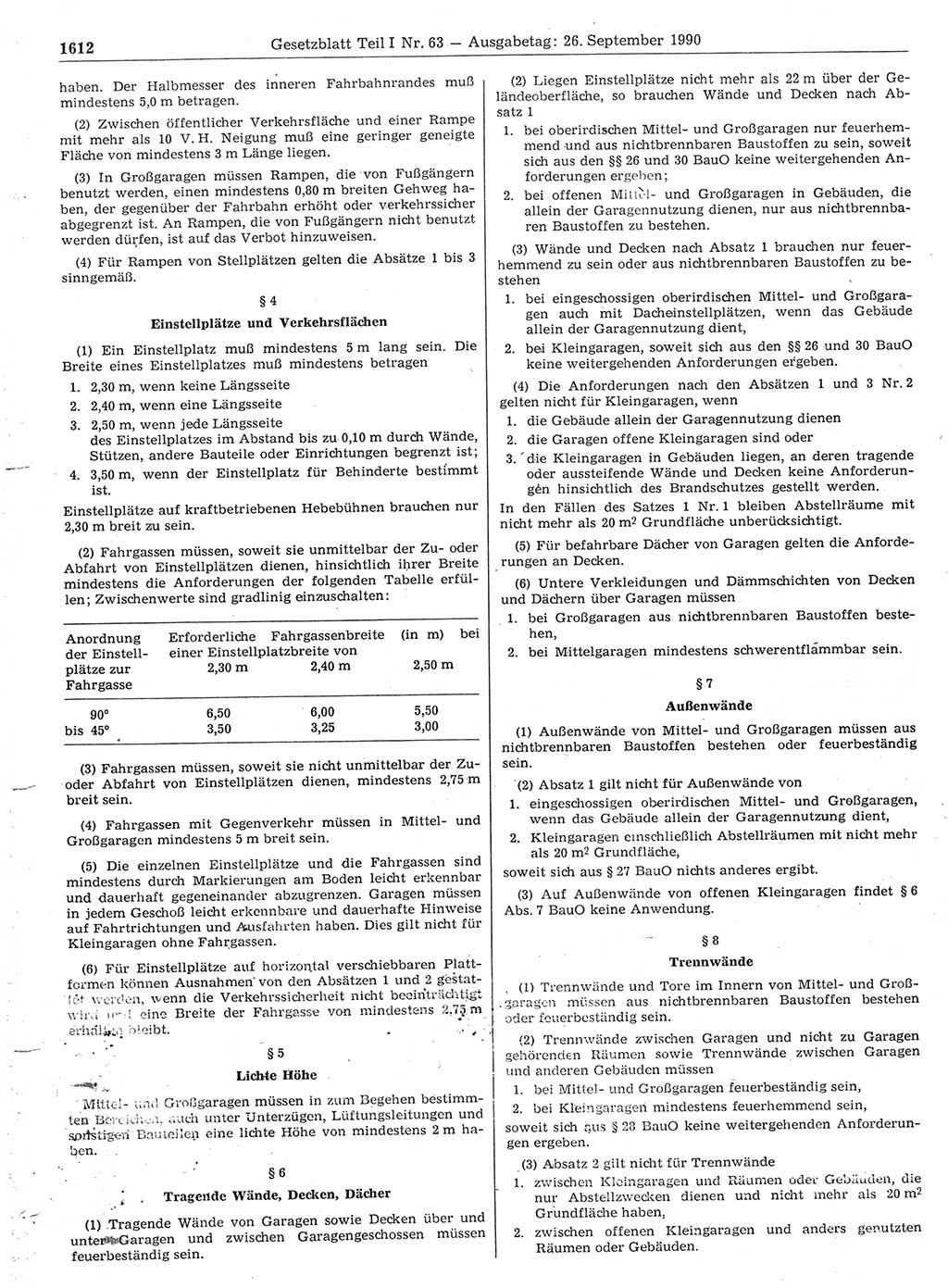 Gesetzblatt (GBl.) der Deutschen Demokratischen Republik (DDR) Teil Ⅰ 1990, Seite 1612 (GBl. DDR Ⅰ 1990, S. 1612)