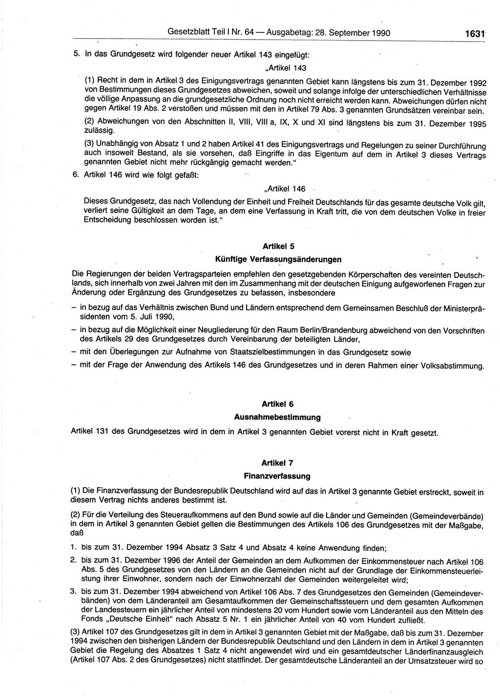 Gesetzblatt (GBl.) der Deutschen Demokratischen Republik (DDR) Teil Ⅰ 1990, Seite 1631 (GBl. DDR Ⅰ 1990, S. 1631)