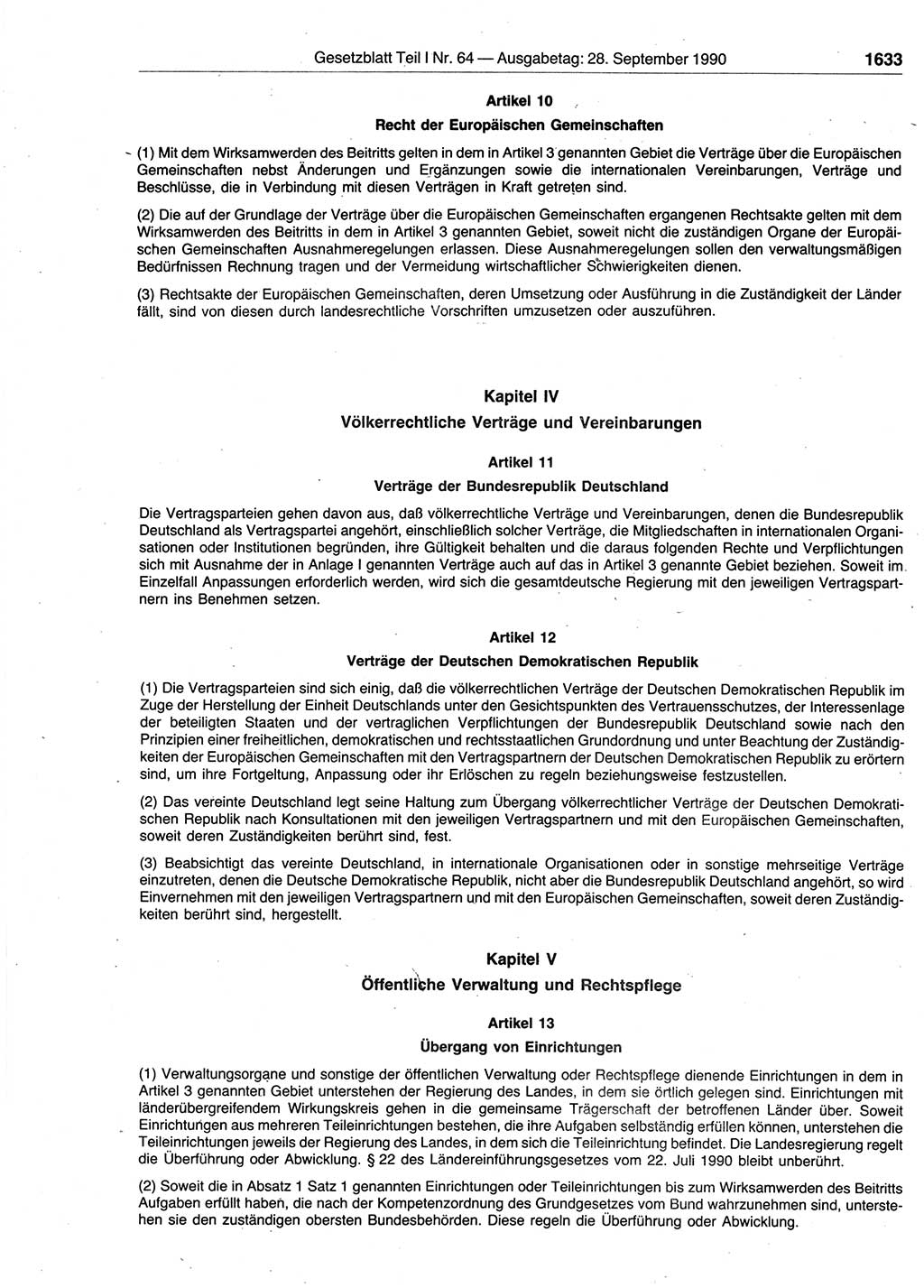 Gesetzblatt (GBl.) der Deutschen Demokratischen Republik (DDR) Teil Ⅰ 1990, Seite 1633 (GBl. DDR Ⅰ 1990, S. 1633)