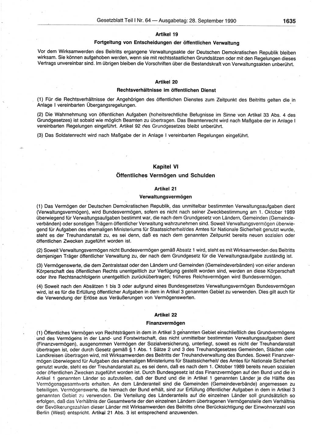 Gesetzblatt (GBl.) der Deutschen Demokratischen Republik (DDR) Teil Ⅰ 1990, Seite 1635 (GBl. DDR Ⅰ 1990, S. 1635)