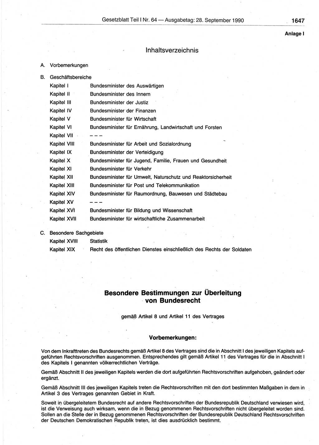 Gesetzblatt (GBl.) der Deutschen Demokratischen Republik (DDR) Teil Ⅰ 1990, Seite 1647 (GBl. DDR Ⅰ 1990, S. 1647)