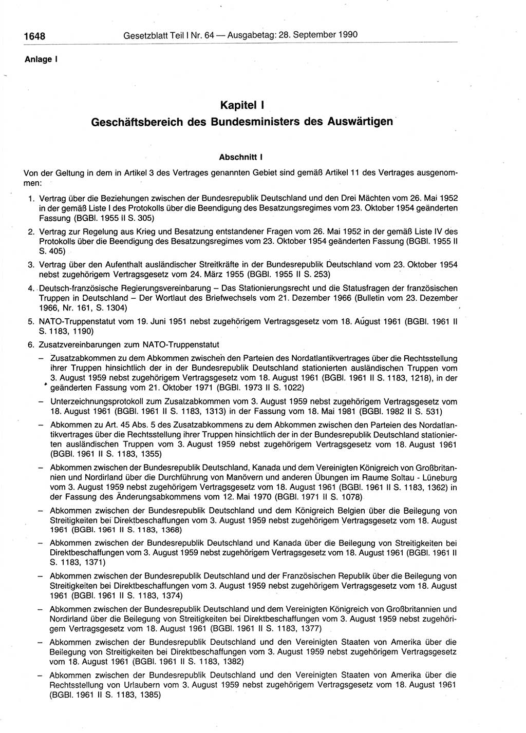 Gesetzblatt (GBl.) der Deutschen Demokratischen Republik (DDR) Teil Ⅰ 1990, Seite 1648 (GBl. DDR Ⅰ 1990, S. 1648)