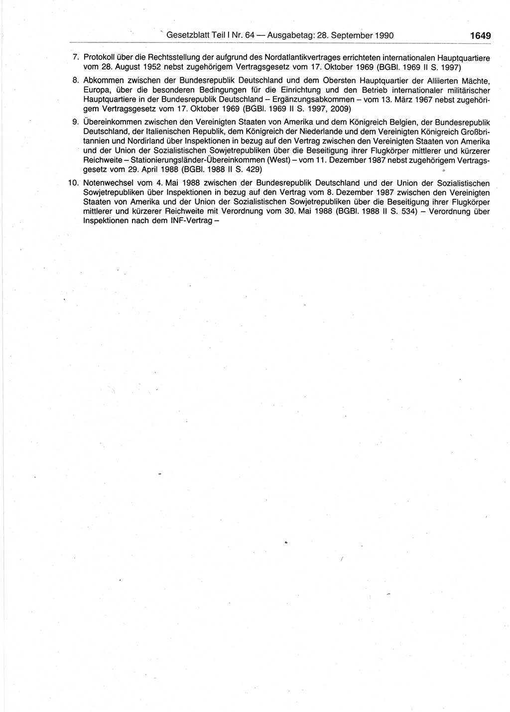 Gesetzblatt (GBl.) der Deutschen Demokratischen Republik (DDR) Teil Ⅰ 1990, Seite 1649 (GBl. DDR Ⅰ 1990, S. 1649)