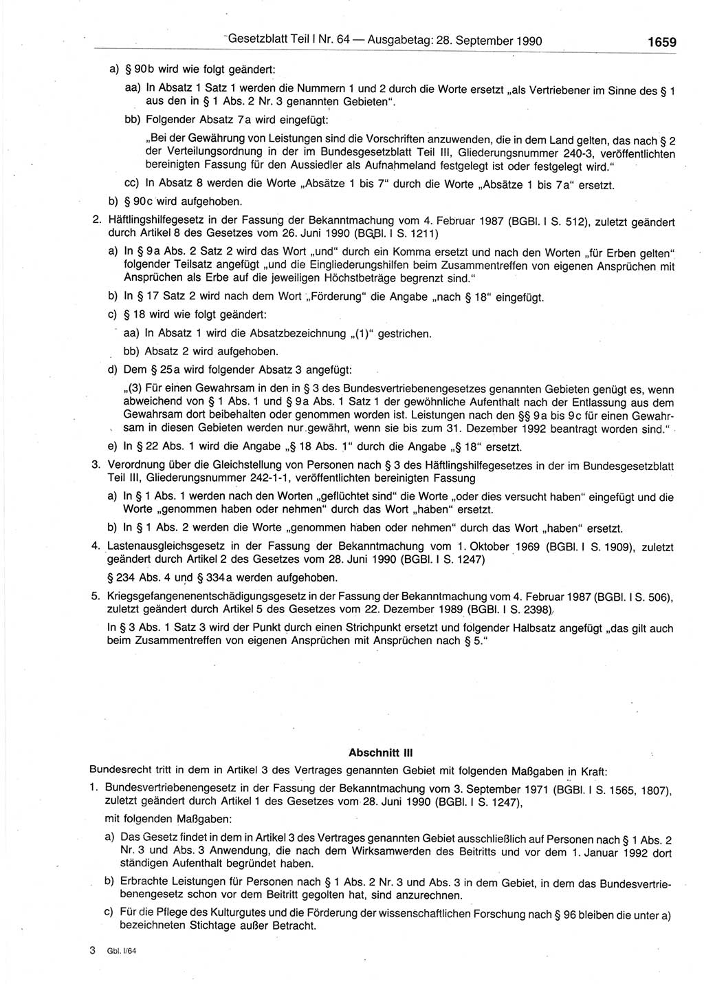 Gesetzblatt (GBl.) der Deutschen Demokratischen Republik (DDR) Teil Ⅰ 1990, Seite 1659 (GBl. DDR Ⅰ 1990, S. 1659)